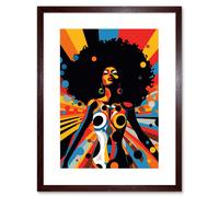 Artery8 Wall Art Print Afro Caribbean Woman Colour Explosion Modern Strong Matriarch Bright Bold Colourful Artwork Framed 9X7 Inch | Size: W7" x H9" Artery8 Brown W7" x H9"
