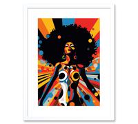 Artery8 Wall Art Print Afro Caribbean Woman Colour Explosion Modern Strong Matriarch Bright Bold Colourful Artwork Framed 9X7 Inch | Size: W7" x H9" Artery8 White W7" x H9"
