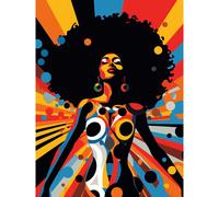 Artery8 Wall Art Print Afro Caribbean Woman Colour Explosion Modern Strong Matriarch Bright Bold Colourful Artwork Poster | Size: W12" x H16" Artery8 Multicolor W12" x H16"