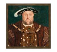 Artery8 Wall Art Print After Hans Holbein The Younger King Henry VIII Square Framed Picture 16X16 Inch in Brown | Size: W16" x H16" Artery8 Brown W16" x H16"