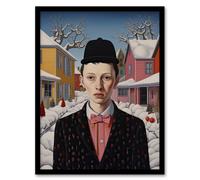 Artery8 After the Snowstorm Quirky Winter Camp Portrait Artwork Framed Wall Art Print A4