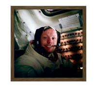 Artery8 Wall Art Print Aldrin NASA Astronaut Neil Armstrong Apollo 11 Flight Photo Square Framed Picture 16X16 Inch in Brown | Size: W16" x H16" Artery8 Brown W16" x H16"
