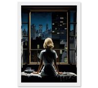 Artery8 Alfred Hitchcock Rear Window Inspired Hyperrealist Painting Watching Neighbours at Night Artwork Framed Wall Art Print A4