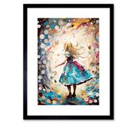 Artery8 Wall Art Print Alice In Wonderland Clocks Down The Rabbit Hole Artwork Framed 9X7 Inch