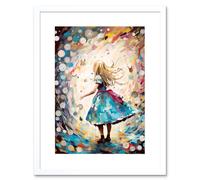Artery8 Wall Art Print Alice in Wonderland Clocks Down the Rabbit Hole Artwork Framed 9X7 Inch in White | Size: W7" x H9" Artery8 White W7" x H9"