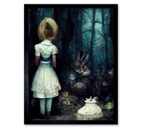 Artery8 Wall Art Print Alice In Wonderland Fantasy Forest Friends Art Framed in Black | Size: W12" x H16" Artery8 Black W12" x H16"