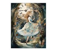 Wall Art Print Alice In Wonderland Watercolour Down The Rabbit Hole Whimsical Magical Adventure Painting Poster Artery8 Multi W18 inch x H24 inch