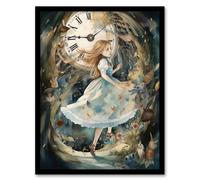 Artery8 Wall Art Print Alice In Wonderland Watercolour Down The Rabbit Hole Whimsical Magical Adventure Painting Art Framed | Size: W12" x H16" Artery8 Multicolor W12" x H16"
