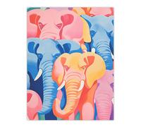 Artery8 Wall Art Print All The Pastel Elephants By Sofia Francis Herd Of Colourful African Artwork Painting Poster | Size: W12" x H16" Artery8 Multicolor W12" x H16"