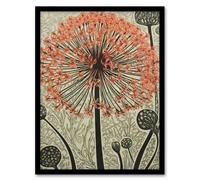 Artery8 Allium Flower Bloom And Buds Pink Grey Painting Spring Wildflower Floret Petals Decorative Pattern Nature Colourful Bright Floral Modern Artwork Artwork Framed Wall Art Print A4