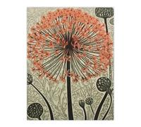 Artery8 Wall Art Print Allium Flower Bloom & Buds Pink Grey Painting Spring Wildflower Floret Petals Decorative Pattern Nature Colourful Bright Artery8 Orange W12" x H16"