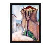 Artery8 Wall Art Print Amedeo Modigliani Tree House Old Master Large Framed Wall Décor Art in Light Oak | Size: W18" x H24" Artery8 Light Oak W18" x H24"