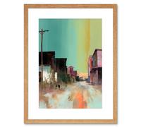 Artery8 Wall Art Print American Wild West Ghost Town Street Watercolour Artwork Framed 9X7 Inch in Beige | Size: W7" x H9" Artery8 Beige W7" x H9"