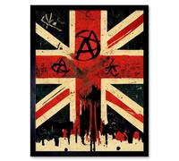 Artery8 Wall Art Print Anarchy Flag Graffiti Union Jack Punk UK Art Framed in Black | Size: W12" x H16" Artery8 Black W12" x H16"