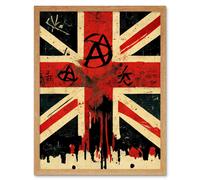 Artery8 Wall Art Print Anarchy Flag Graffiti Union Jack Punk UK Art Framed in Light Oak | Size: W12" x H16" Artery8 Light Oak W12" x H16"