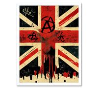 Artery8 Wall Art Print Anarchy Flag Graffiti Union Jack Punk UK Art Framed in White | Size: W12" x H16" Artery8 White W12" x H16"