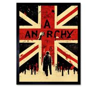Artery8 Wall Art Print Anarchy Union Jack Stencil Rebel Graffiti Punk UK Art Framed in Black | Size: W12" x H16" Artery8 Black W12" x H16"