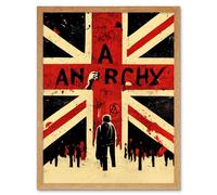 Artery8 Wall Art Print Anarchy Union Jack Stencil Rebel Graffiti Punk UK Art Framed in Light Oak | Size: W12" x H16" Artery8 Light Oak W12" x H16"