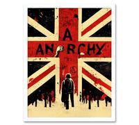 Artery8 Wall Art Print Anarchy Union Jack Stencil Rebel Graffiti Punk UK Art Framed in White | Size: W12" x H16" Artery8 White W12" x H16"