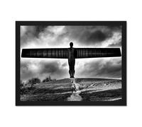 Artery8 Wall Art Print Angel Of The North Black & White Large Light Oak Large Framed Wall Décor Art | Size: W18" x H24" Artery8 Light Oak W18" x H24"