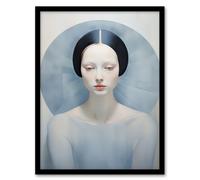 Artery8 Wall Art Print Anne Boleyn Modern Conceptual Painting Sad Melancholic Framed Art in Pale Blue | Size: W12" x H16" Artery8 Pale Blue W12" x H16"