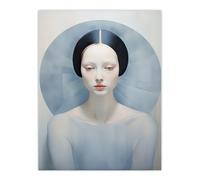 Artery8 Wall Art Print Anne Boleyn Modern Conceptual Painting Sad Melancholic Poster in Pale Blue | Size: W24" x H32" Artery8 Pale Blue W24" x H32"
