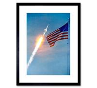 Artery8 Wall Art Print Apollo 11 Spaceship Nasa American Flag Artwork Framed 9X7 Inch