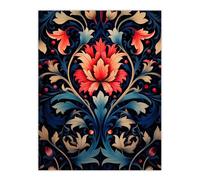 Artery8 Wall Art Print Arabesque Flower Design in Pink & Blue Ornate Symmetrical Floral Pattern Poster | Size: W18" x H24" Artery8 Multicolor W18" x H24"