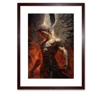 Artery8 Wall Art Print Archangel Michael Powerful Warrior Conceptual Artwork Champion of Justice Armour Angel Wings Artwork Framed 9X7 Inch Artery8 Brown W7" x H9"