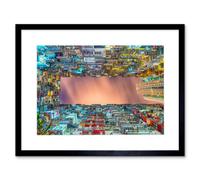 Artery8 Wall Art Print Architecture Night Building City Skyscraper Art Black Framed 9X7 Inch