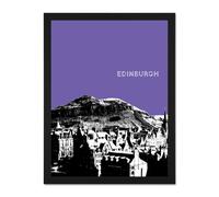 Artery8 Wall Art Print Arthurs Seat Edinburgh Scotland Scottish Landmark Purple Large Framed Wall Décor Art in White | Size: W18" x H24" Artery8 White W18" x H24"