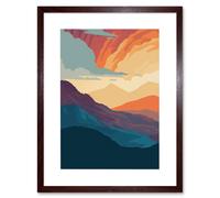 Artery8 Wall Art Print Atmospheric Sunset Sky Serene Mountain Landscape Artwork Framed 9X7 Inch in Brown | Size: W7" x H9" Artery8 Brown W7" x H9"