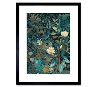 Artery8 Wall Art Print Audubon Style Birds In Blooming Wildflower Field Artwork Framed 9X7 Inch
