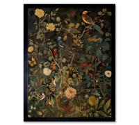 Artery8 Wall Art Print Audubon Style Birds in Spring Flower Field Modern Art Framed in Black | Size: W12" x H16" Artery8 Black W12" x H16"