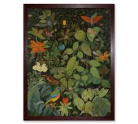 Artery8 Wall Art Print Audubon Style Birds & Insects in Jungle Art Framed in Brown | Size: W12" x H16" Artery8 Brown W12" x H16"