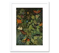 Artery8 Wall Art Print Audubon Style Birds & Insects in Jungle Artwork Framed 9X7 Inch in White | Size: W7" x H9" Artery8 White W7" x H9"