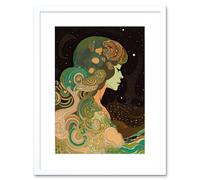 Artery8 Wall Art Print Aurora Borealis Modern Concept Art Artwork Framed 9X7 Inch in White | Size: W7" x H9" Artery8 White W7" x H9"