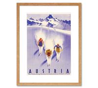 Artery8 Wall Art Print Austria Alps Ski Snow Winter Travel Artwork Framed 9X7 Inch in Beige | Size: W7" x H9" Artery8 Beige W7" x H9"