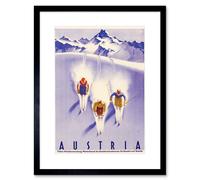 Artery8 Wall Art Print Austria Alps Ski Snow Winter Travel Artwork Framed 9X7 Inch in Black | Size: W7" x H9" Artery8 Black W7" x H9"