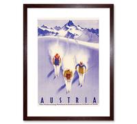 Artery8 Wall Art Print Austria Alps Ski Snow Winter Travel Artwork Framed 9X7 Inch in Brown | Size: W7" x H9" Artery8 Brown W7" x H9"