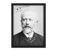 Artery8 Wall Art Print Autograph Portrait Russian Composer Tchaikovsky Photo Large Framed Wall Décor Art in Brown | Size: W18" x H24" Artery8 Brown W18" x H24"