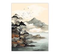 Wall Art Print Autumn Coastal Landscape in Scottish Highlands Poster Picture Artery8 Grey W18 inch x H24 inch