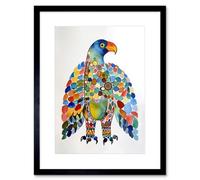 Artery8 Wall Art Print Bald Eagle Multicolour Pattern Portrait Folk Art Watercolour Painting Artwork Framed 9X7 Inch