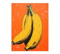 Artery8 Wall Art Print Banana On Orange Minimalist Interior Decor Kitchen Artwork Poster | Size: W12" x H16" Artery8 Multicolor W12" x H16"