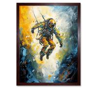Artery8 Wall Art Print Base Jumping Between Cliffs Sunrise Action Shot Art Framed in Brown | Size: W12" x H16" Artery8 Brown W12" x H16"