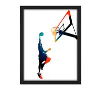 Artery8 Wall Art Print Basketball Jump Hoop Ball Dunk Large Framed Wall Décor Art in Brown | Size: W18" x H24" Artery8 Brown W18" x H24"
