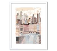 Artery8 Wall Art Print Bath Georgian Architecture Pastel Colour Cityscape Artwork Framed 9X7 Inch in White | Size: W7" x H9" Artery8 White W7" x H9"