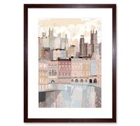 Artery8 Wall Art Print Bath Georgian Architecture Pastel Colour Cityscape Artwork Framed 9X7 Inch in Brown | Size: W7" x H9" Artery8 Brown W7" x H9"