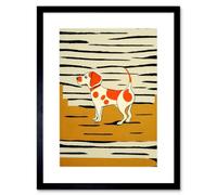 Artery8 Wall Art Print Beagle Dog Springer Orange On Mustard Spaniel Artwork Framed 9X7 Inch