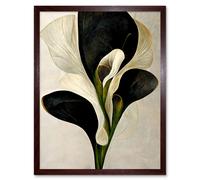 Artery8 Wall Art Print Beautiful White Calla Lily Flower Abstract Bouquet Art Framed in Brown | Size: W12" x H16" Artery8 Brown W12" x H16"